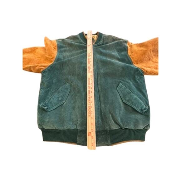 "AUTHENTIC IMPORTS" Mens Suede Leather Varsity Zip Up Jacket SZ XL SOME FADING - Picture 2 of 13